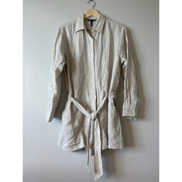 Marissa Webb Rowan Linen Button Down Romper Flax Women's Size: 4 NWOT - Picture 2 of 9